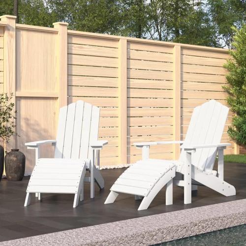 Prolenta Premium - Chaises De Jardin Adirondack Lot De 2 Repose-Pieds Pehd Blanc