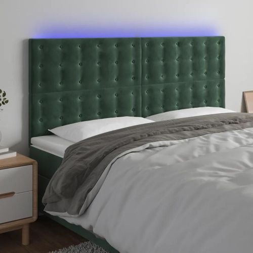 Prolenta Premium - Tête De Lit À Led Vert Foncé 180x5x118/128 Cm Velours