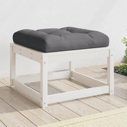 Prolenta Premium - Repose-Pied De Jardin Avec Coussins Blanc Bois De Pin Massif