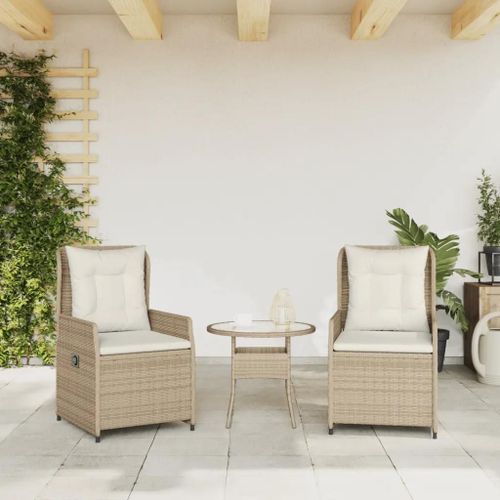 Prolenta Premium - Chaises Inclinables De Jardin Lot De 2 Beige Résine Tressée