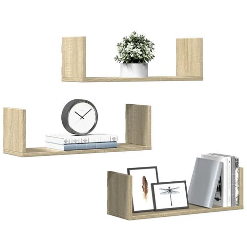 Prolenta Premium - Étagères Murales 3pcs Chêne Sonoma 58x18x18cm Bois D'ingénierie