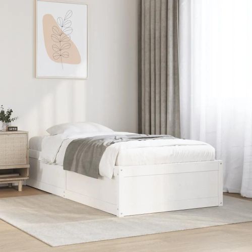 Prolenta Premium - Cadre de lit sans matelas blanc 90x200 cm bois de pin massif