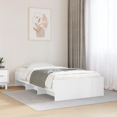 Prolenta Premium - Cadre de lit sans matelas blanc 90x200 cm bois d'ingénierie