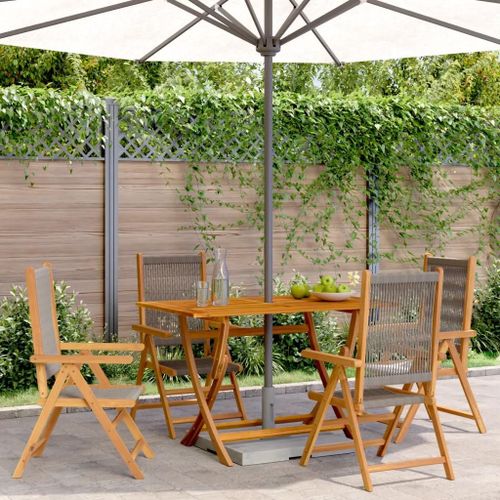 Prolenta Premium - Chaises Inclinables De Jardin Lot De 4 Gris Bois Massif Acacia
