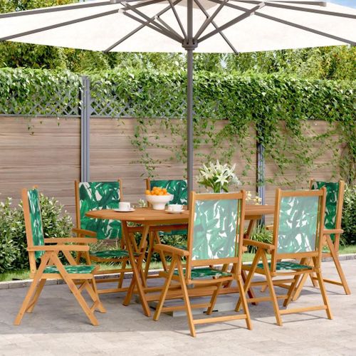 Prolenta Premium - Chaises Inclinables De Jardin Lot De 6 Vert Tissu Bois Massif