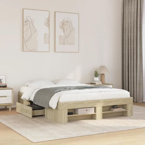 Prolenta Premium - Cadre de lit sans matelas chêne sonoma 120x200 cm