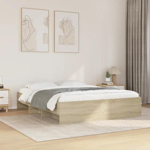 Prolenta Premium - Cadre de lit sans matelas chêne sonoma 160x200 cm