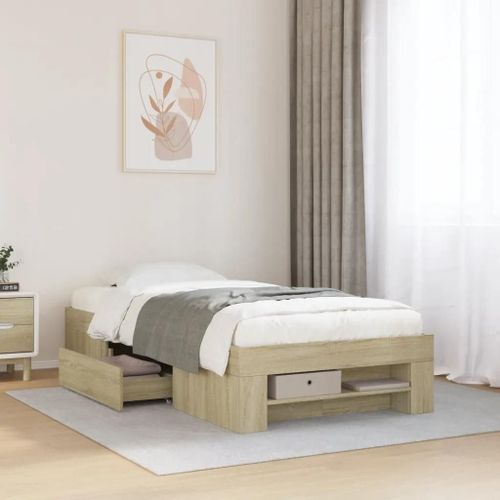 Prolenta Premium - Cadre de lit sans matelas chêne sonoma 90x200 cm