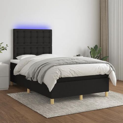 Prolenta Premium - Sommier à lattes de lit et matelas et LED Noir 120x200 cm Tissu