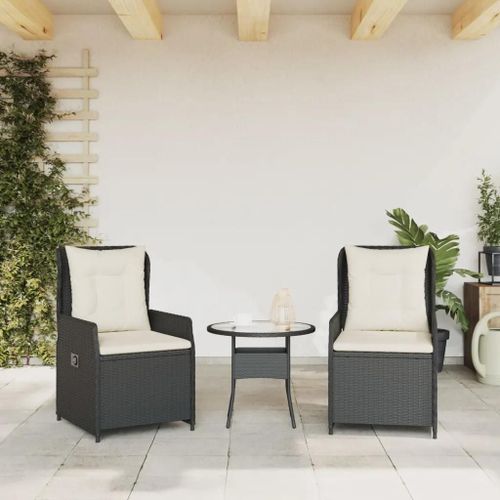 Prolenta Premium - Chaises Inclinables De Jardin Lot De 2 Noir Résine Tressée