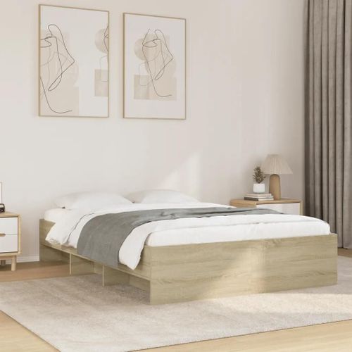 Prolenta Premium - Cadre de lit sans matelas chêne sonoma 140x190 cm