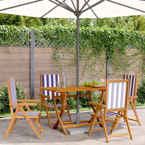 Prolenta Premium - Chaises Inclinables De Jardin Lot De 4 Tissu Et Bois Massif