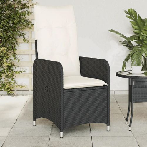 Prolenta Premium - Chaise Inclinable De Jardin Avec Coussins Noir Résine Tressée