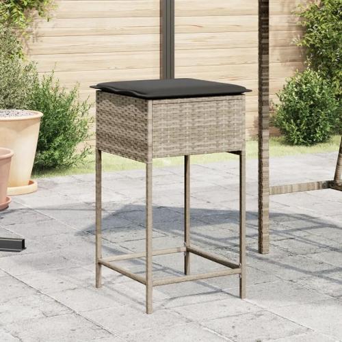 Prolenta Premium - Tabourets De Bar Jardin Avec Coussins Lot De 2 Gris Clair Rotin