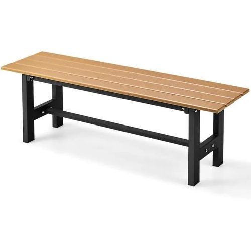 Costway Banc De Jardin Hdpe Pour 2 Personnes Charge 300kg Banquette Extérieur Avec Cadre En Métal Et Couvre-Pied De Protection Café