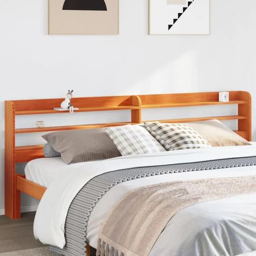 Prolenta Premium - Tête De Lit Avec Étagères Marron Cire 200 Cm Bois Massif De Pin