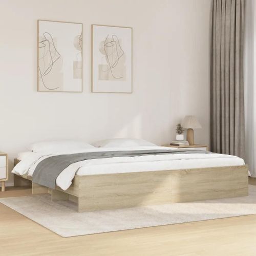 Prolenta Premium - Cadre de lit sans matelas chêne sonoma 180x200 cm