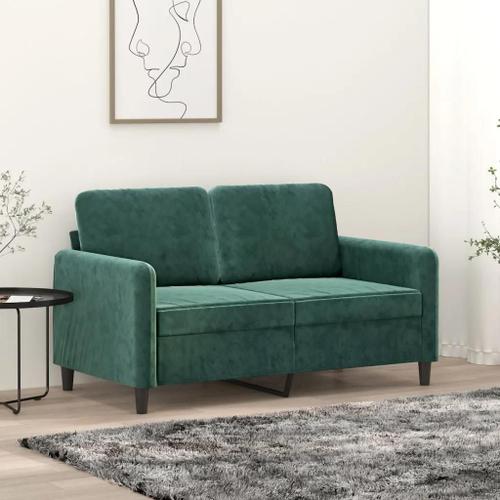 Prolenta Premium - Canapé À 2 Places Vert Foncé 120 Cm Velours