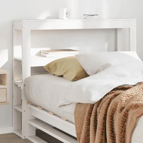 Prolenta Premium - Tête De Lit Avec Étagères Blanc 75 Cm Bois Massif De Pin