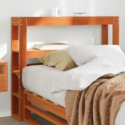 Prolenta Premium - Tête De Lit Avec Étagères Marron Cire 90 Cm Bois Massif De Pin