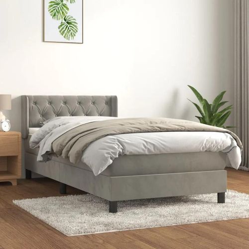 Prolenta Premium - Sommier à lattes de lit et matelas Gris clair 80x200 cm Velours