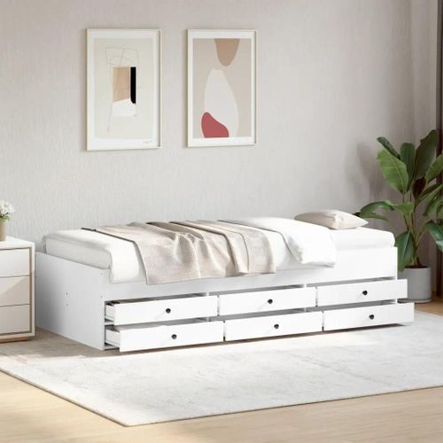 Prolenta Premium - Lit de jour avec tiroirs sans matelas blanc 75x190 cm