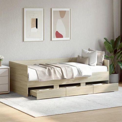 Prolenta Premium - Lit de jour avec tiroirs sans matelas chêne sonoma 75x190 cm