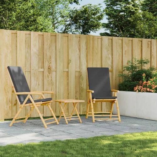 Prolenta Premium - Chaises Inclinables De Jardin Pliantes Lot De 2 Coussins Bambou