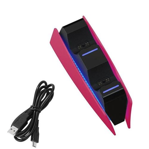 Chargeur De Batterie Pour Sony Playstation Ps 5 Ps5 Dualsense Dual Sense, Accessoires De Commande, Station De Charge, Nouveau-Rose Red