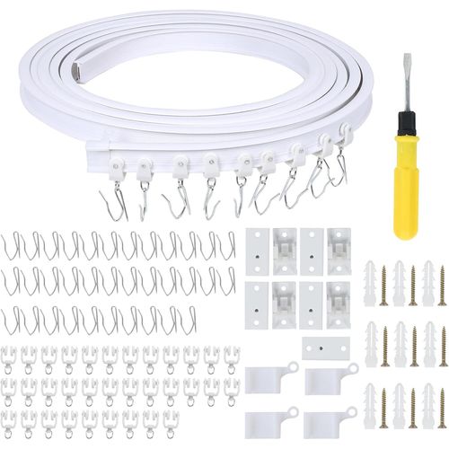5m Rail De Rideau Plafond Pliable Flexible Rail Avec 24 Planeurs De Rideau Tringle Flexible Pour Fenêtre De Maison Chambre Balcon Salle De Bain Camping Car[L166]
