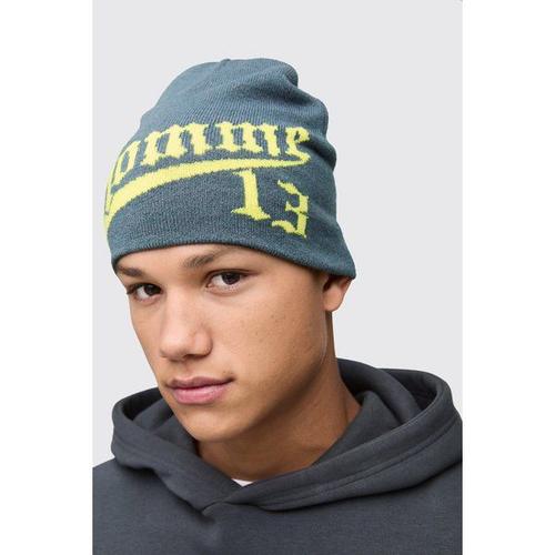 Homme Graphic Beanie Homme - Gris - One Size, Gris