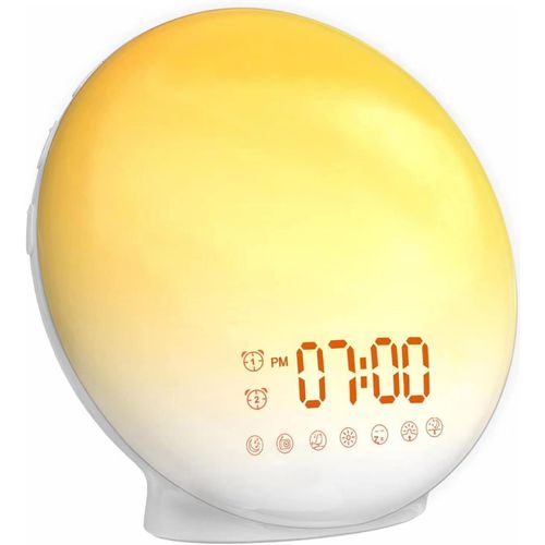 Reveil Lumineux, Réveil Intelligent Pour Enfants Adultes, Reveil Matin Simulateur D'aube Et Crépuscule, Snooze,7 Sons Naturels, Fm Radio Réveil, Veilleuse Led 7 Couleurs, Lampe De Chevet[X414]