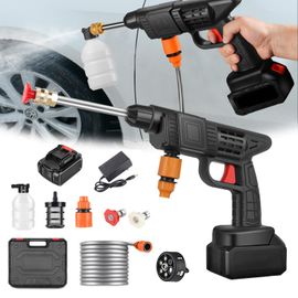 Nettoyeur Haute Pression sans Fil Portable 48 V Max 90 Bar avec Buse Multi-pulvérisation 6 en 1, Tuyau de 5M, Lance D'extension, Outil de Nettoyage de Voiture en Plein Air