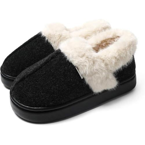 Charentaises Femme Hiver Mocassins Fourrure Femme Chaussons Fourrure Femme Pantoufles Femme Élégant Confortable Douce Et Chaud.[Y201]