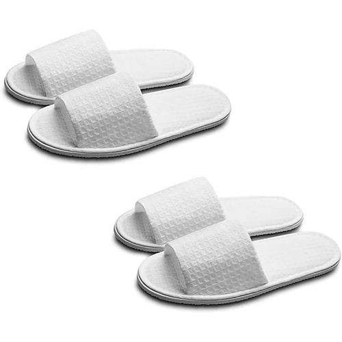 Lot De 2 Paires De Pantoufles Souples À Bout Ouvert Pour Homme Et Femme,Blanc,Medium.[Y817]