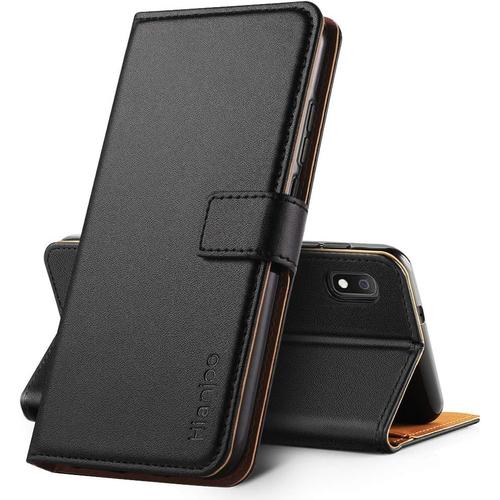 Coque Compatible Pour Samsung Galaxy A10, Housse En Cuir Avec Magnetique Premium Flip Case Portefeuille Etui Compatible Pour Samsung Galaxy A10 - Noir[Q3078]