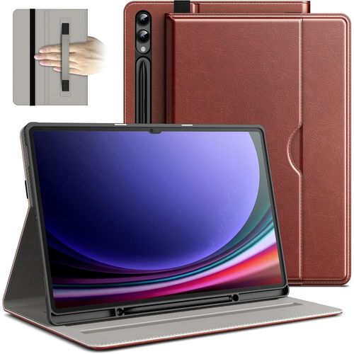 Coque Pour Samsung Galaxy Tab S10 Ultra/Tab S9 Ultra 14,6 Pouces Avec S Pen Porte-Stylet, Housse Étui De Protection En Cuir Pu Support Folio D'affaire, Veille/Réveil Automatique (Brun).[G1427]