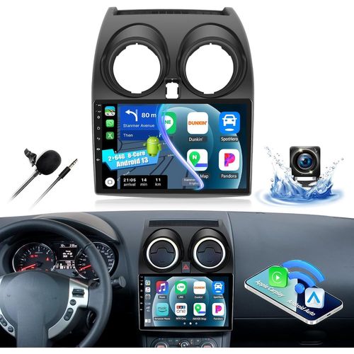 8-C?ur 2+64G Autoradio Android 13 pour Nissan Qashqai J10 2006-2016, 9"" Écran Carplay Wireless Anrdoid Auto Bluetooth Stereo avec Navi WiFi GPS FM/RDS Mirror Link +Caméra de Recul.[G1396]