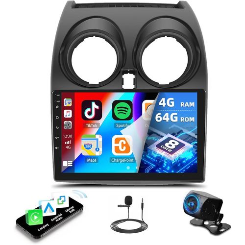 4G+64G Android 13 Autoradio pour Nissan Qashqai J10 2006-2016 Voiture sans fil carplay Android, 9 Pouces Écran Tactile Autoradio avec Bluetooth DSP GPS WiFi Mirror Link FM SWC+ Caméra de Recul.[G1340]