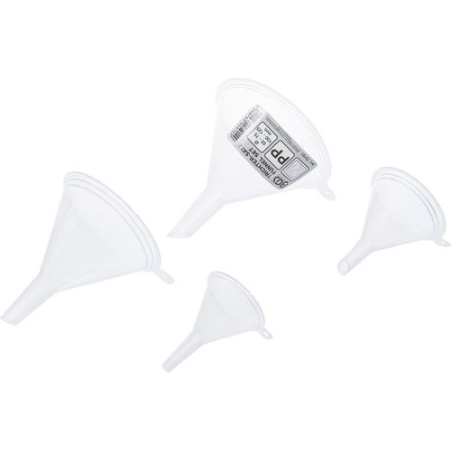 JEU D ENTONNOIRS Ø 55 - 125 mm - 4 PIECES en PLASTIQUE ALIMENTAIRE