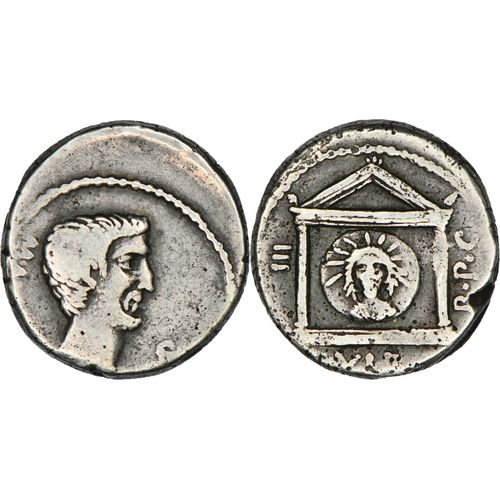 Rome - Denier - Marc Antoine - Temple Avec Disque Solaire - 42 Bc - Tres Rare - Rrc.496/1 - 24-209