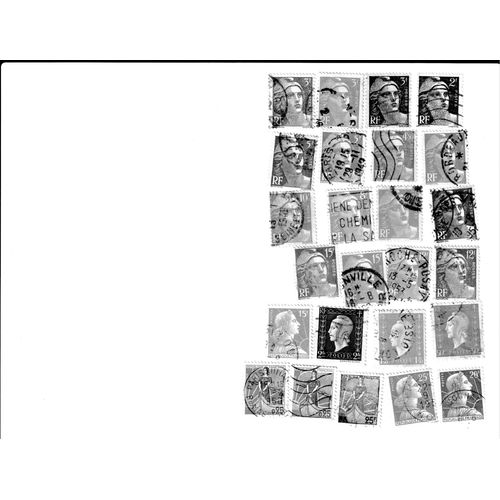 25 Timbres Oblitérés De France Emis Entre 1945 Et 1960 - Mariannes De Gandon, Dulac, Muller Et À La Nef