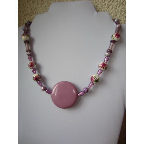 Collier Violet En Céramique
