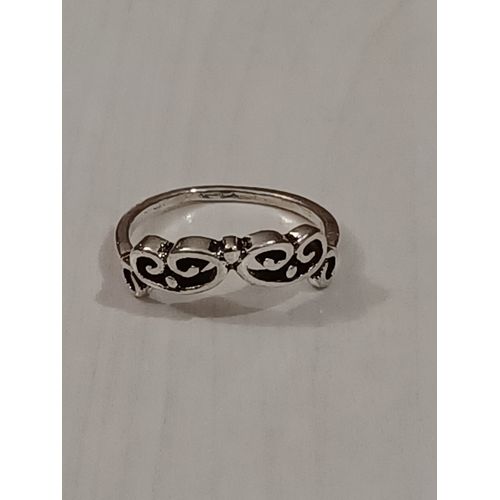 Bague Métal Argenté,Double Coeur,Taille 16.8