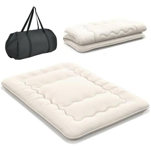 COSTWAY Matelas Futon Japonais 140x200CM - Surmatelas Amovible, Matelas de Sol Pliable - Maison, Camping-car, Dortoir - Beige