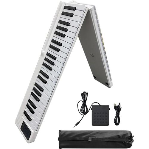 88 Touches Pliant Piano Clavier Électrique Piano Semi-Poids Portable Piano Numérique Rechargeable Double Haut.White