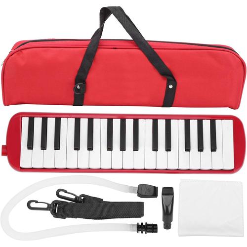 Clavier De Piano À Air Mélodica Avec Tube D'embout Buccal,Instrument De Musique À Vent À 32 Touches Adapté Au Sac D'entraînement Pour Débutant(Rouge)