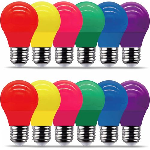 Ampoule Couleur Led E27 5w,Équivalent Incandescence 40w,5w G45 Ampoule Écoénergétique Colorée,Ampoule Mini Globe,Pour Mariages,Halloween,Lot De 12[Led107019]