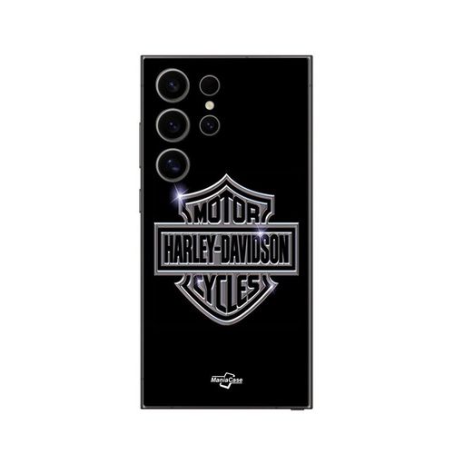 Coque Samsung Galaxy S25 Ultra Harley Davidson Logo Motor Sycles Gris Front Noir
