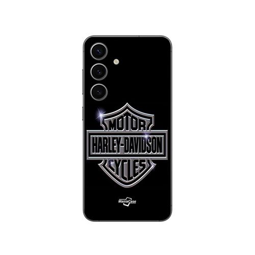Coque Samsung Galaxy S24 Fe Harley Davidson Logo Motor Sycles Gris Front Noir